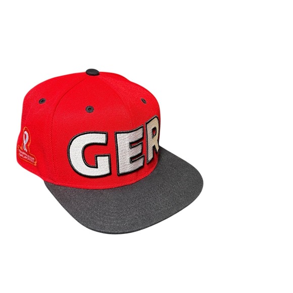 FIFA World Cup Qatar 2022 Germany Snapback Hat Mens Red Black Official Licensed - Picture 2 of 12